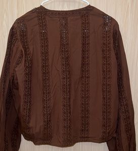 Elegant Brown Top with Intricate Embroidery