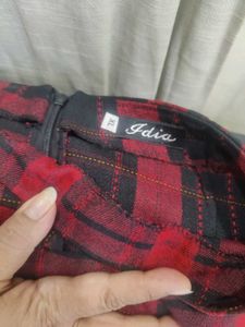 Red Plaid Casual pencil skirt