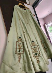 Green Embroidered Ethnic Skirt