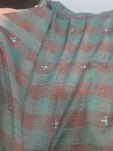 Pure Cotton Embroidery Work Saree And Blouse