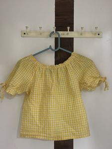Yellow Gingham Off-Shoulder Top