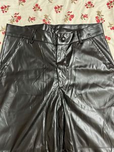 Black Faux Leather Wide Leg Pants