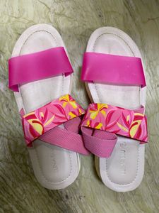 Women's Pink Floral Slide Sandals