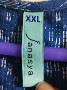 Blue Patterned Cotton Kurta