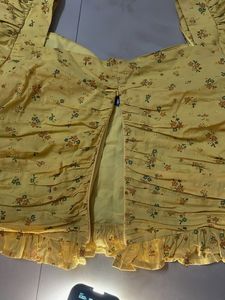modarapido Yellow Floral Puff Sleeve Top