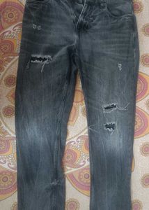 Men's Distressed Grey Jeans