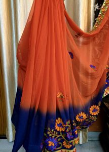 GEORGETTE MIRRORWORK SAREE WITH FALL