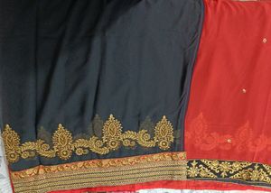 Embroidered Lace Saree With Stiched Blouse...