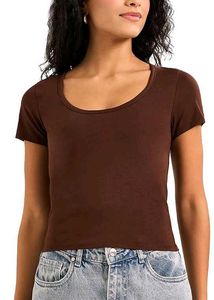 People by Pantaloons Brown Fitted Top