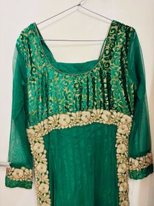 Green Anarkali with bottom and dupatta