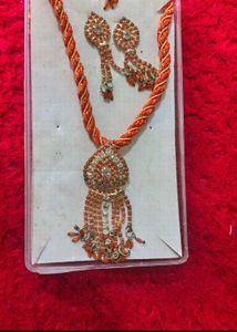 Orange Stone Necklace & Earring Set