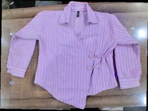 Lavender Textured Wrap Top