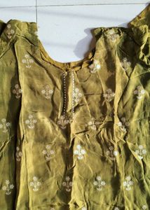 Olive Green Embroidered Kurta Set