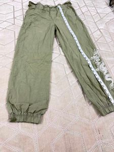 Dragon Embroidered Olive Green Cargo Pants