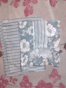 Blue Floral Kurta Set with Palazzo Pants