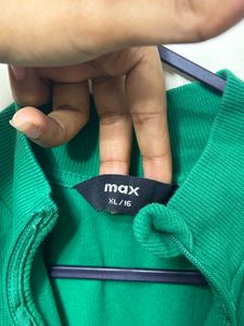 Green Zip Neck Top
