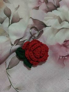 Handmade Crochet Rose Keychain