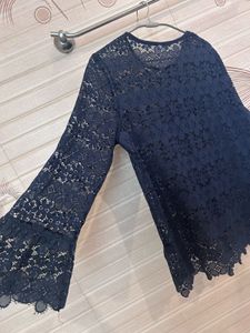 Navy blue lace top by Jacqueline de Yong only