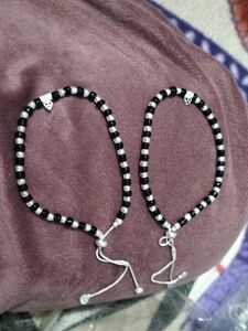 Cute Black & Silver Beaded Bracelets