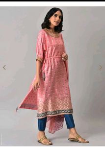 Aurelia Pink Floral  Kaftan Kurta with Pant..