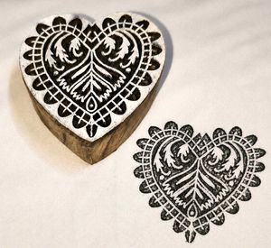 Heart Shape Wooden Block Stamp
