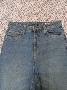 Wide Leg Blue Denim Jeans