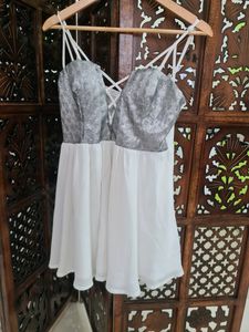Sequined Skater White Dress
