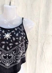 Black Bandana Print Crop Top