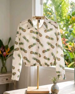 Chic Pineapple Print Button-Up Shirt🍍😍⚡