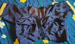 Navy Blue Bolero Blouse with Gold Trim