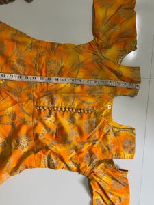 Elegant Yellow Brocade Blouse