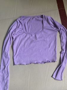 Lavender Ribbed Square Neck Top