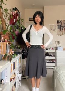 Women grey midi skrit