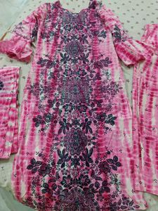 Beautiful Pink Printed Kurta Set with Dupatta
