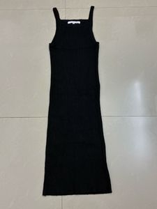 intruder Black Ribbed Midi Dress