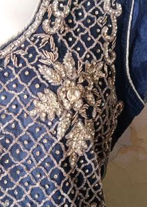 Elegant Blue Embellished Ethnic Gown