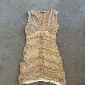 ZARA Ruched Floral Chiffon Mini Dress – Size M