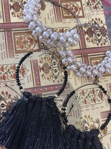 Elegant Pearl &amp; Tassel Hoop Earrings
