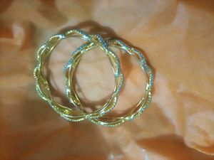 Sparkling Blue &amp; Gold kada Set