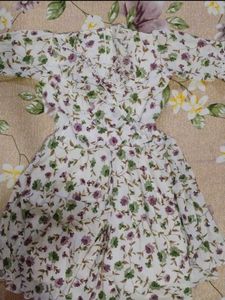 Floral Print V-Neck Mini Dress