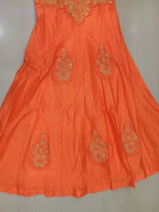 Stunning Orange Embroidered Anarkali Gown