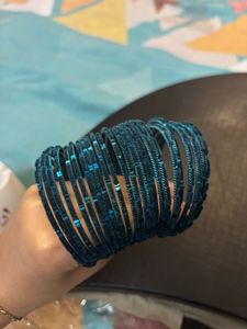Blue Shiny Chuddi Bangles Set 💙