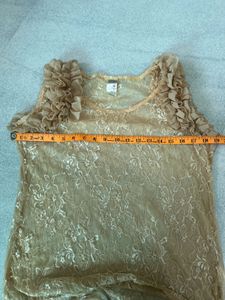 Sheer Lace Ruffle Tank Top