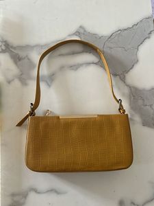 Stylish Mustard Croc Embossed Shoulder Bag