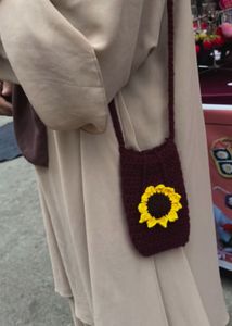Crocheted Sunflower cell phone bag