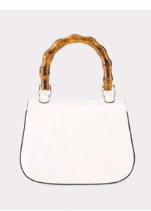 Lympk White Bamboo Handle Bag
