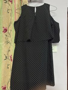 Polka Dot Cold Shoulder Mini Dress