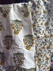 White and yellow Floral Kurta Set