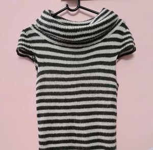 Striped Knit cowl neck Dress