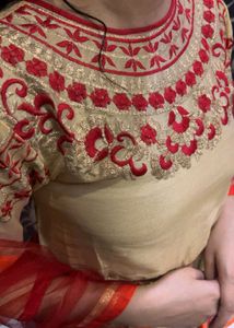 Elegant Embroidered Silk Kurti Set
